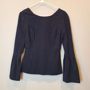 Etcetera Blouse Bell Sleeve Long Sleeve Womens 2 Blue Fitted